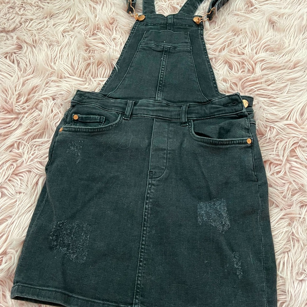 XS small mini overall jeans in black